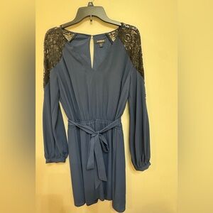 Express Navy Blue Dress with Lace Shoulders